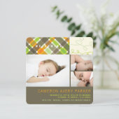 Faire-part Retro Checks and Scribbles Chic 3 Photo Boy Birth (Debout devant)