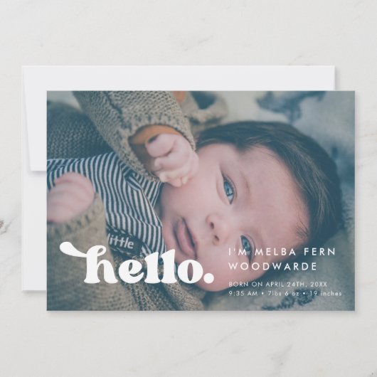 Faire-part Retro élégant Hello Baby photo Birth (Devant)