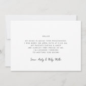 Faire-part Retro élégant Hello Baby photo Birth (Dos)