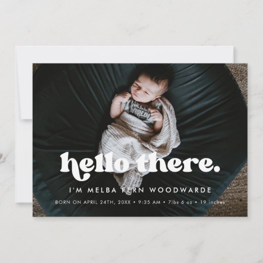 Faire-part Retro élégant Hello There Photo bébé Naissance (Devant)