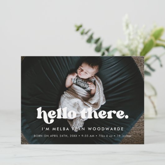 Faire-part Retro élégant Hello There Photo bébé Naissance (Debout devant)