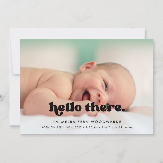 Faire-part Retro élégant Hello There Photo bébé Naissance (Devant)