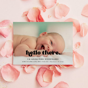 Faire-part Retro élégant Hello There Photo bébé Naissance