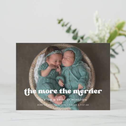 Faire-part Retro élégant Plus la photo des jumeaux les plus j (Debout devant)