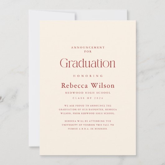 Faire-part Retro Elegant Script High School Graduation (Devant)