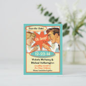 Faire-part Rétro Enregistrer la date Carte postale (Debout devant)