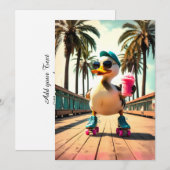 Faire-part Retro Été Funky Roller Canard (Devant / Derrière)
