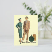 Faire-part Rétro fait ses valises Nous avons déménagé Annonce (Debout devant)