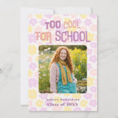 Faire-part Retro Groovy Pink Yellow Purple Floral Graduation (Devant)