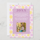 Faire-part Retro Groovy Pink Yellow Purple Floral Graduation (Dos)