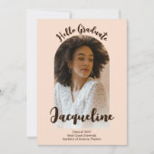 Faire-part Retro Hello Graduate 2025 Arch Photo Script Rose (Devant)