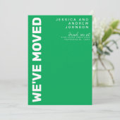 Faire-part Retro Kelly Green White Minimalist Moving (Debout devant)