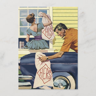 Faire-part Retro Maison Trouvé Voiture Bleue Déplacée Annonce