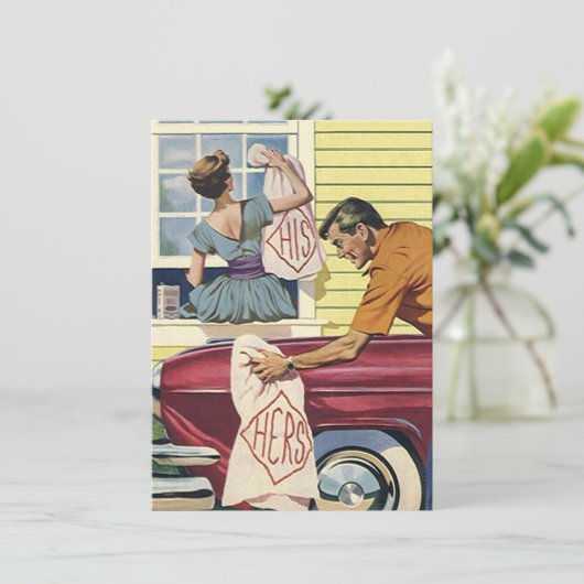 Faire-part Retro Maison Trouvée Nous avons Déménagé Annonce d (Debout devant)