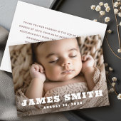 Faire-part Retro nom nouveau bébé photo merci