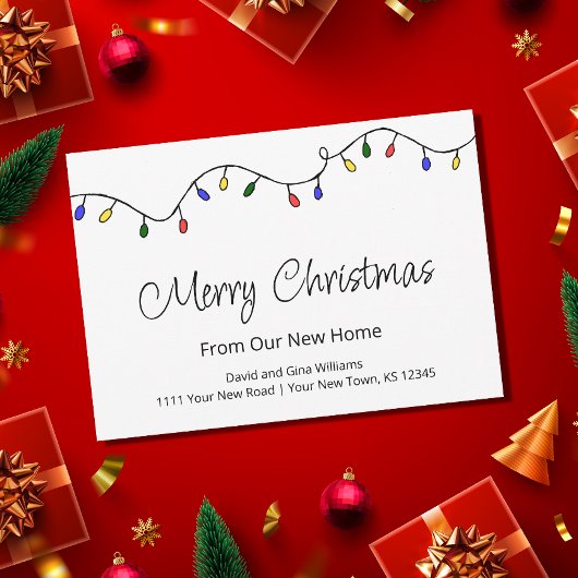 Faire-part Retro Nouveau Accueil Lumières de Noël Déménager