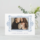 Faire-part retro pastel bleu moderne cadre photo Adoption (Debout devant)