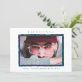 Faire-part Retro Photo Blue Frame Graduation High School (Debout devant)