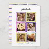 Faire-part Retro Photo Collage Frames Graduation High School (Devant / Derrière)