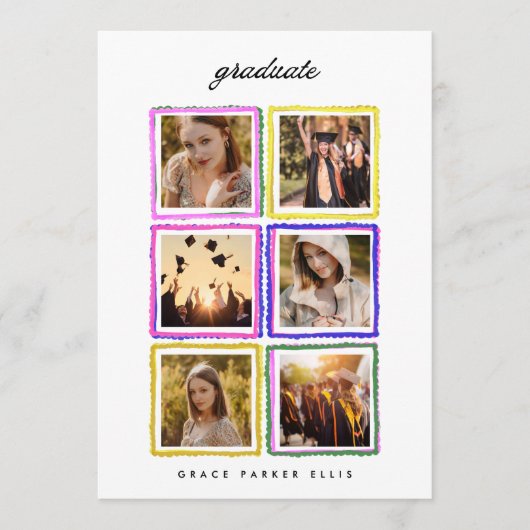 Faire-part Retro Photo Collage Frames Graduation High School (Devant)