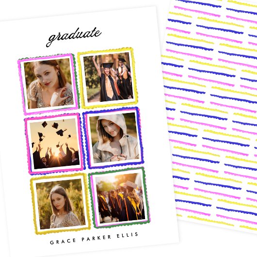 Faire-part Retro Photo Collage Frames Graduation High School