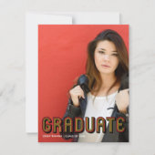 Faire-part Retro Red Script Unique Graduate Photo Graduate Gr (Devant)