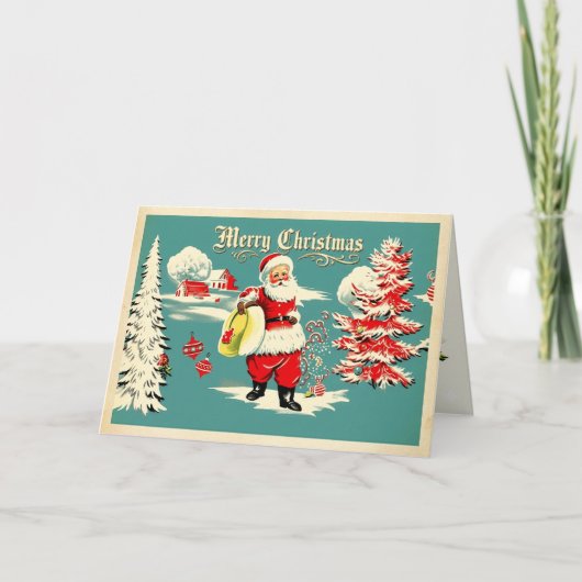 Faire-part Retro Santa Wonderland Holiday Card (Devant)