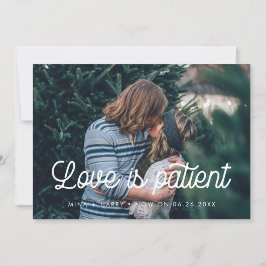 Faire-part Retro script Love est le mariage patient mise à jo (Devant)