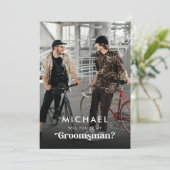 Faire-part Retro Script & Photo Serez-Vous Mon Groomsman (Debout devant)