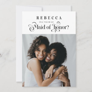 Faire-part Retro Script Photo Vintage de la servante d'honneu