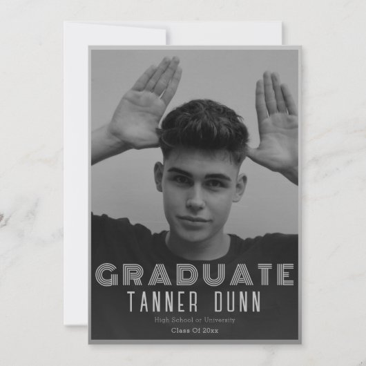 Faire-part Retro simple une graduation photo (Devant)