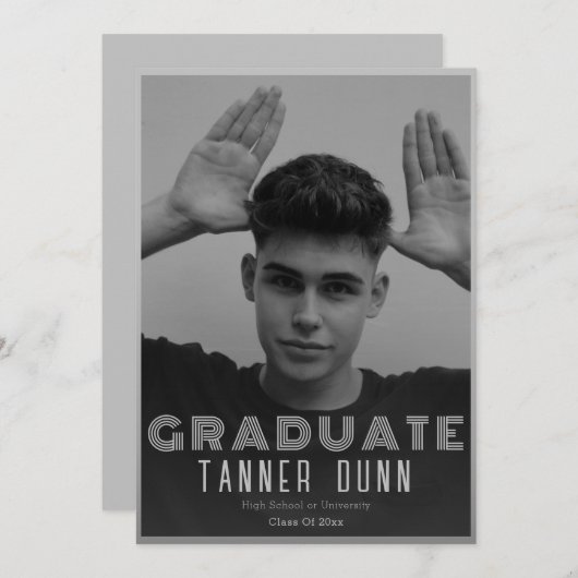 Faire-part Retro simple une graduation photo (Devant / Derrière)