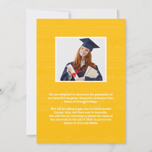 Faire-part Retro Sunshine Graduate 2 - Diplôme photo (Dos)