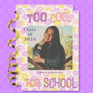 Faire-part Retro Super rose jaune violet Floral Graduation