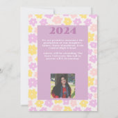 Faire-part Retro Super rose jaune violet Floral Graduation (Dos)