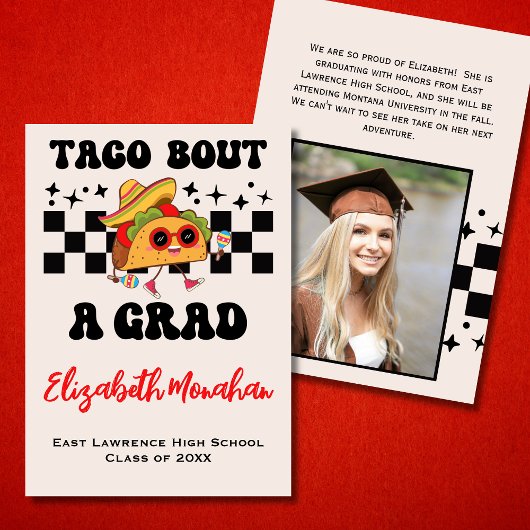 Faire-part Retro Taco Bout A Grad Funny Photo Graduation