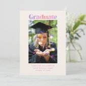 Faire-part Retro tendance Pastel Purple Pink Graduation Photo (Debout devant)