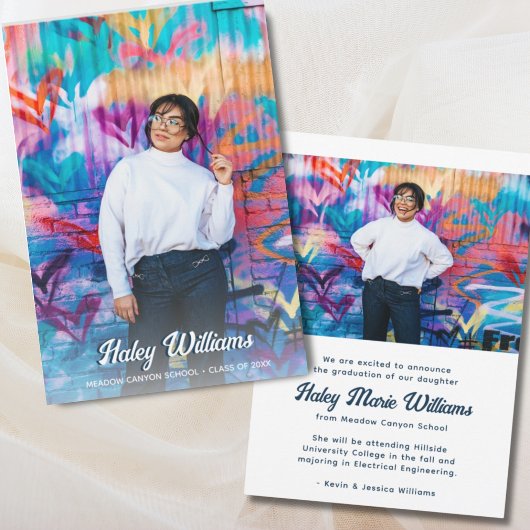 Faire-part Retro tendance personnalisée Deux diplômes photo