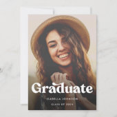 Faire-part Retro Typographie Photo Graduation (Devant)