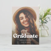 Faire-part Retro Typographie Photo Graduation (Debout devant)