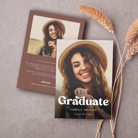 Faire-part Retro Typographie Photo Graduation