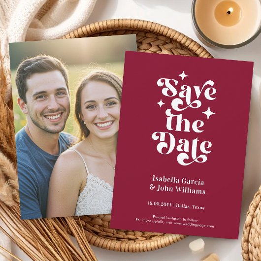 Faire-part Retro Typography Photo Wedding Save The Date