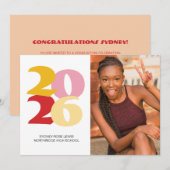 Faire-part Retro Vibes Graduation Party (Devant / Derrière)