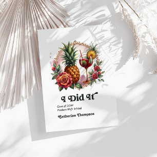 Faire-part Retro Vintage Tropical Graduation Photo