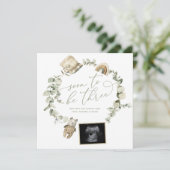 Faire-part Révélation de grossesse à trois ultrasons du Boho (Debout devant)