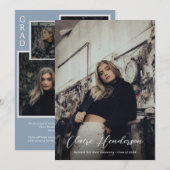 Faire-part Revêtement classique Photo Dusty Blue Collage Grad (Devant / Derrière)