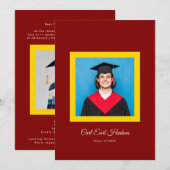 Faire-part Rich Maroon Yellow High School Photo Grad (Devant / Derrière)