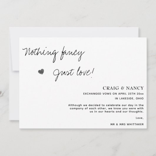 Faire-part Rien De Fancy Just Love Photo Elopement (Devant)