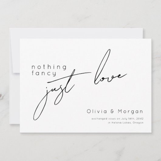 Faire-part Rien De Fancy Just Love Script Mariage photo (Devant)