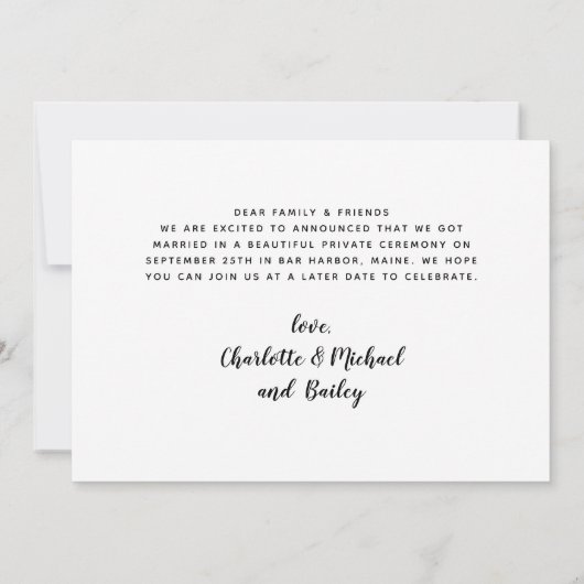 Faire-part Rien De Gentil Juste Amour Et Un Mariage De Chien (Dos)